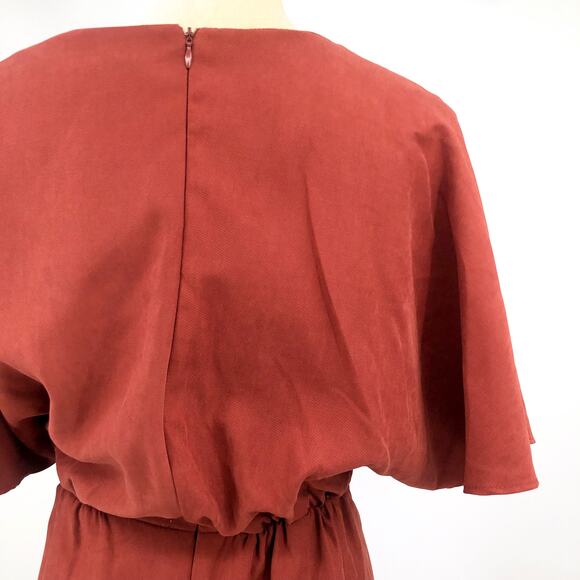 JULIA JORDAN Women's Twist Front Dress Size 14 Rust Orange Flutter Sleeve NWOT - Picture 9 of 13